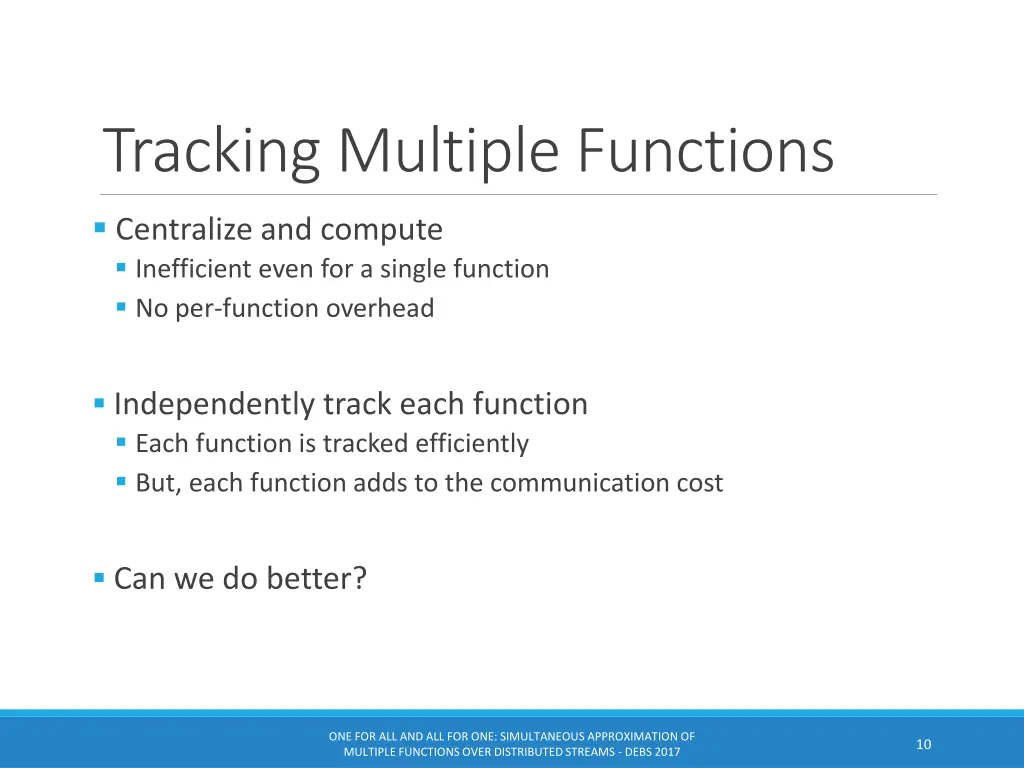 tracking multiple functions