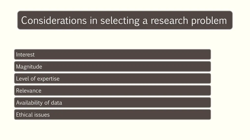 considerations in selecting a research problem