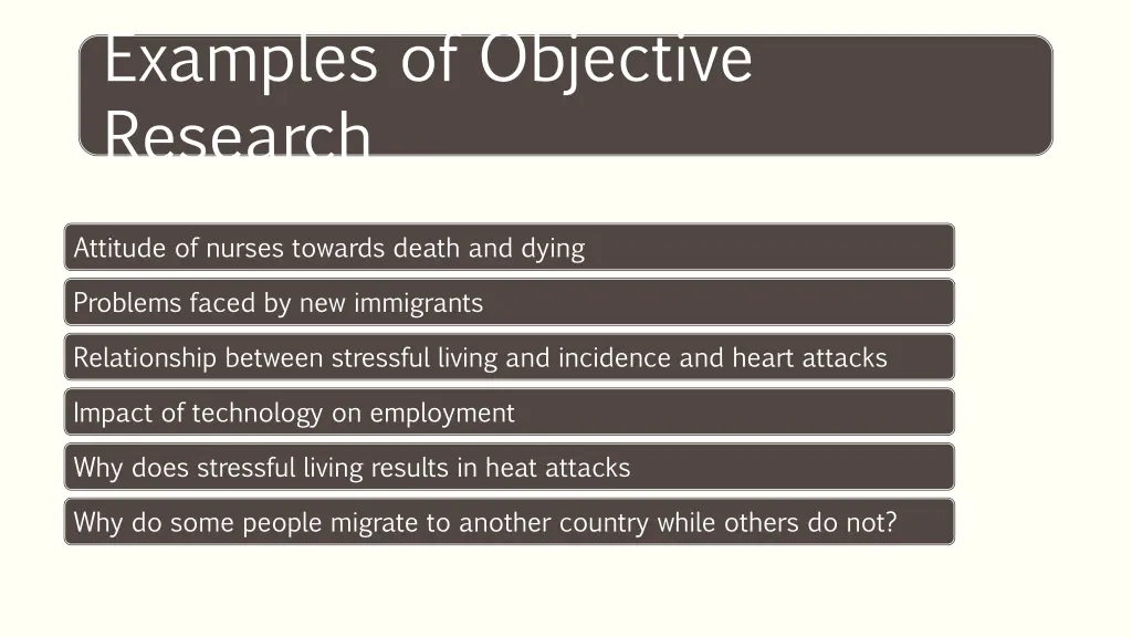 examples of objective research