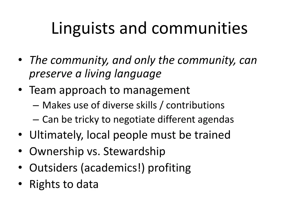 linguists and communities