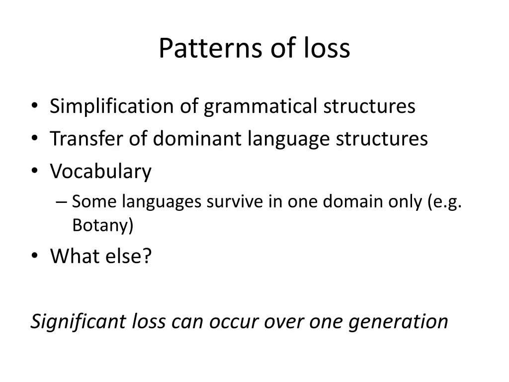patterns of loss