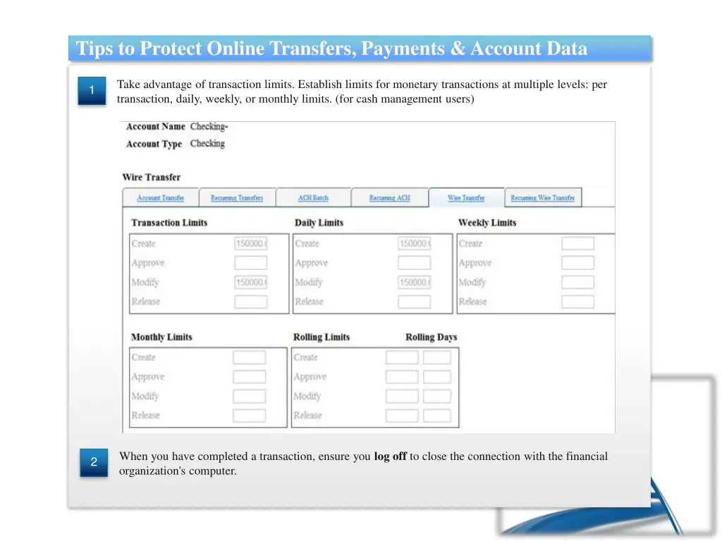 tips to protect online transfers payments account 1
