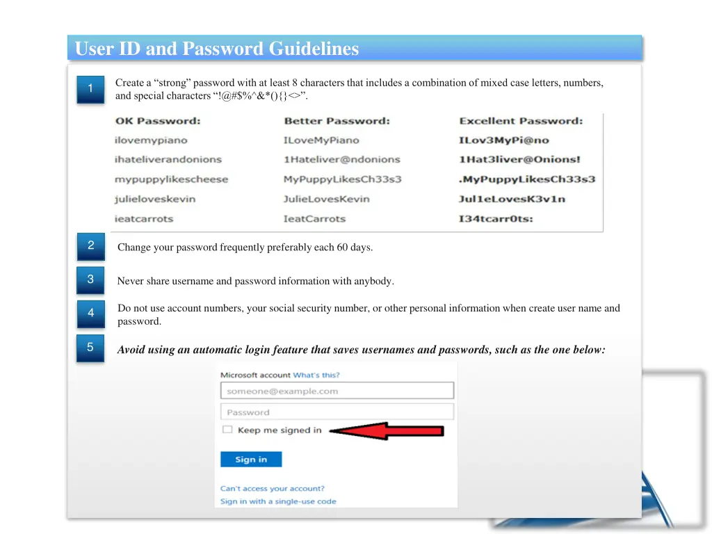 user id and password guidelines 1