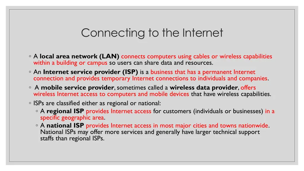 connecting to the internet