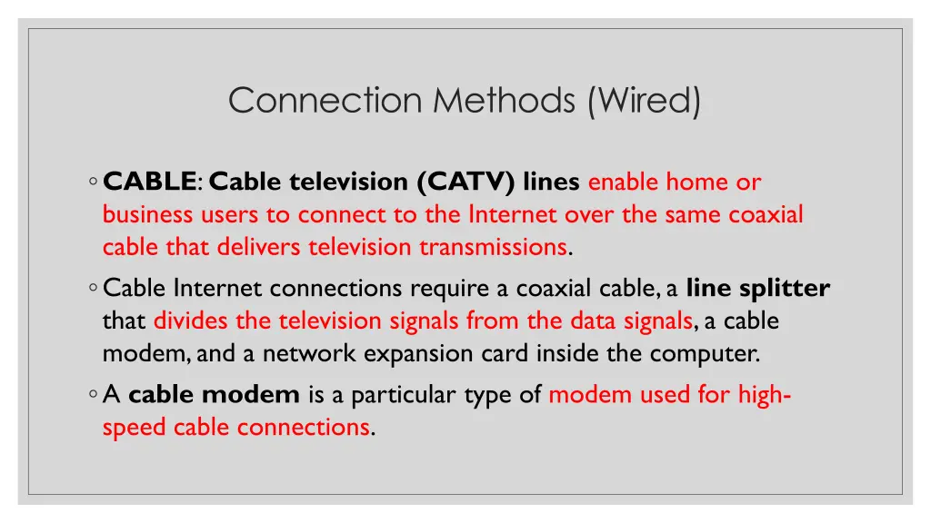 connection methods wired