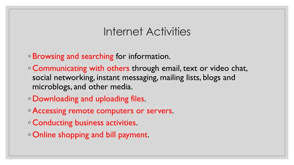 internet activities