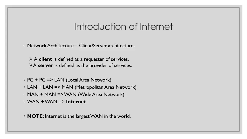 introduction of internet