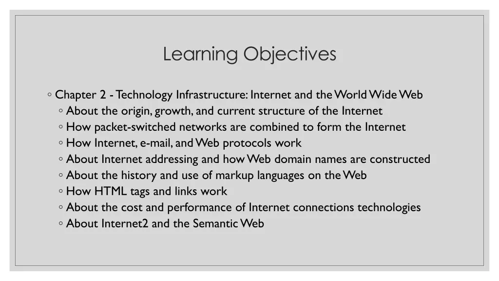 learning objectives