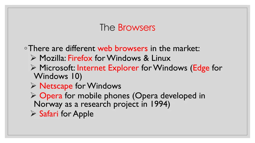 the browsers