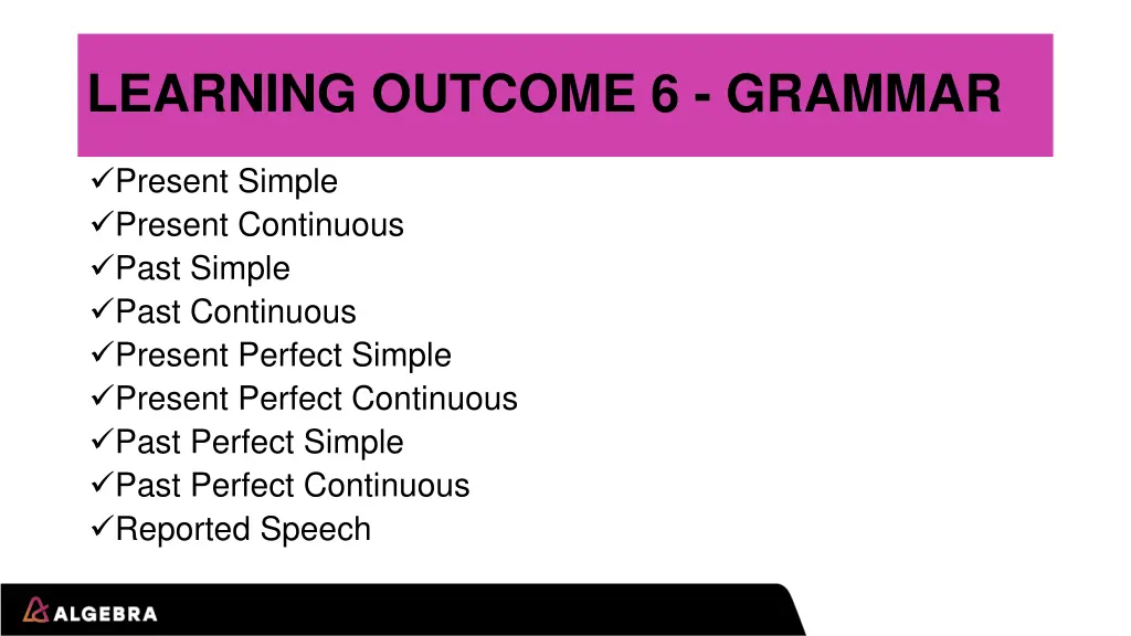 learning outcome 6 grammar