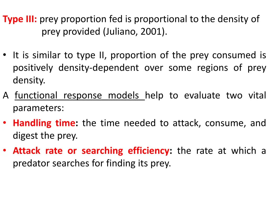 type iii prey proportion fed is proportional
