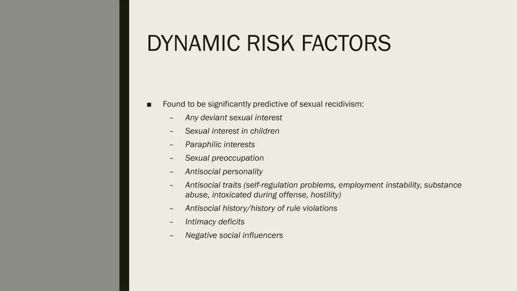 dynamic risk factors