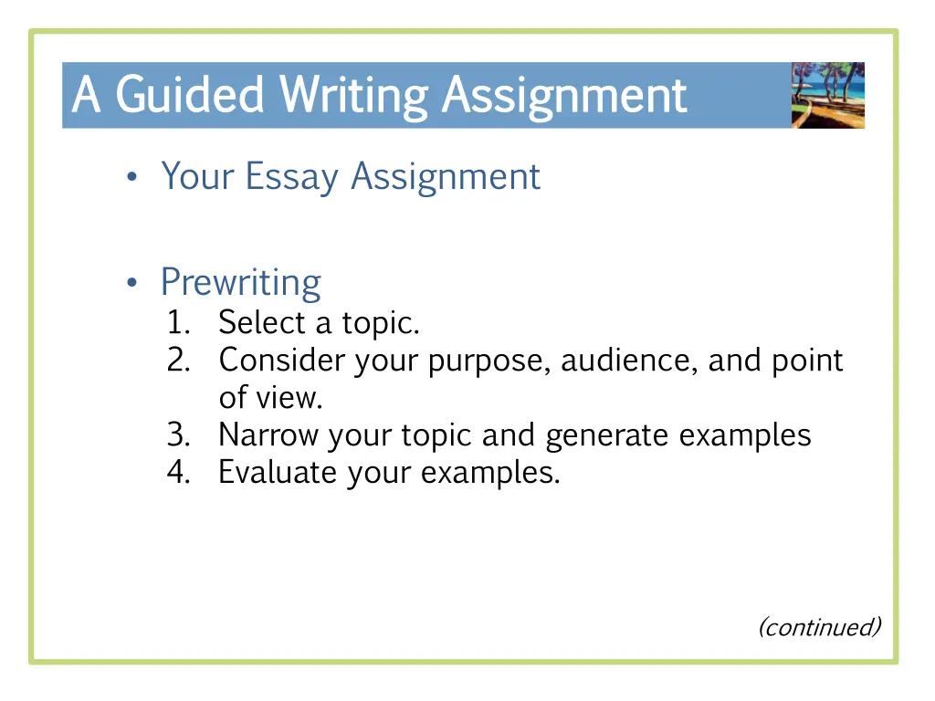 a guided writing assignment a guided writing
