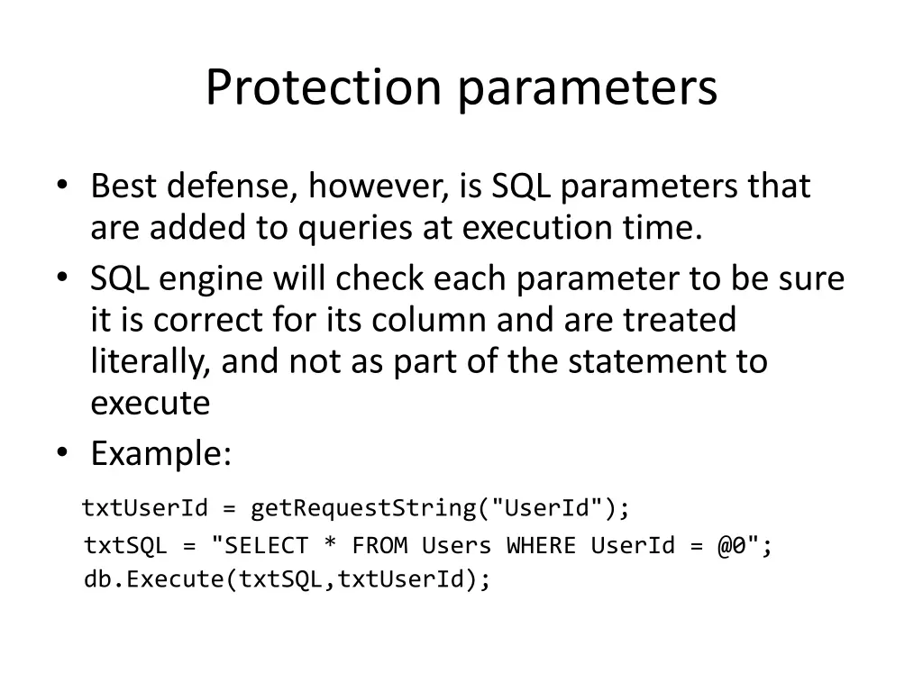 protection parameters