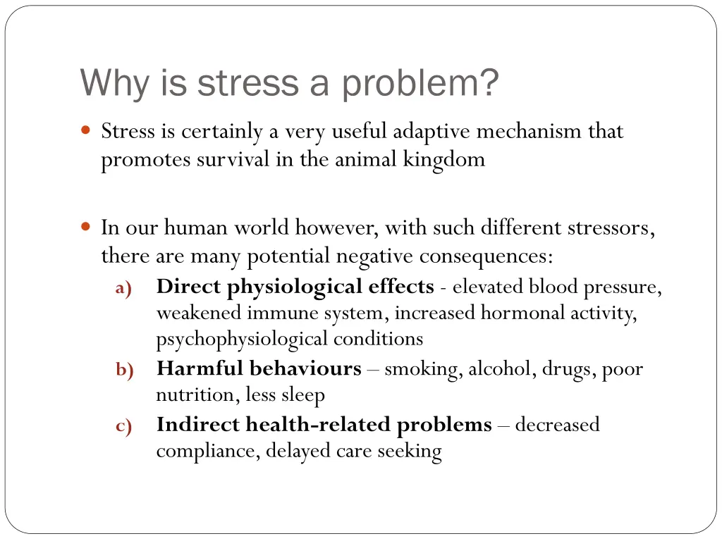 why is stress a problem
