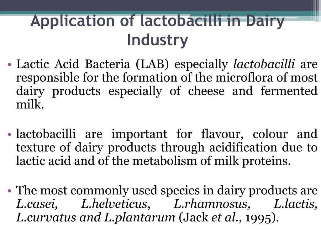 application of lactobacilli in dairy industry