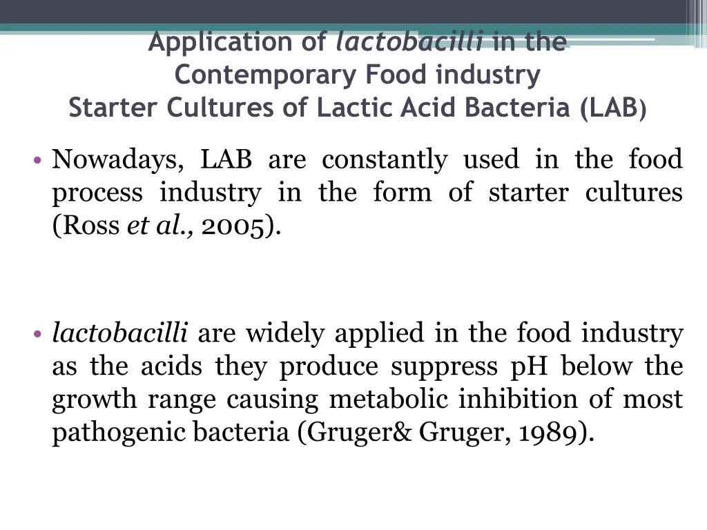 application of lactobacilli in the contemporary