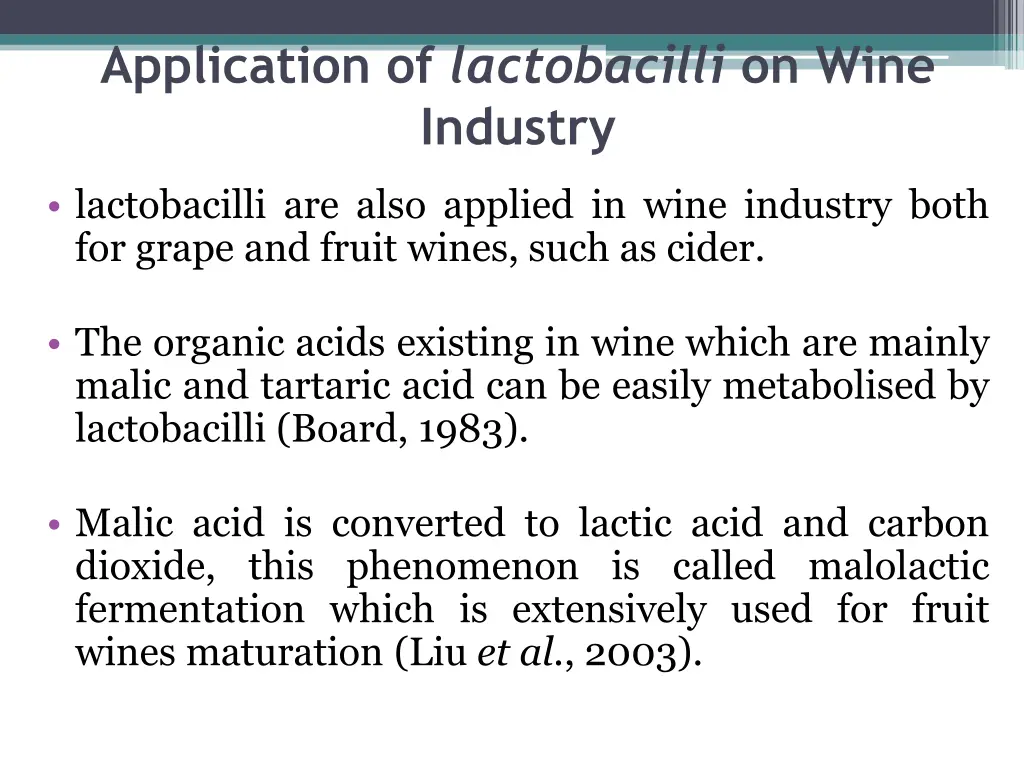 application of lactobacilli on wine industry