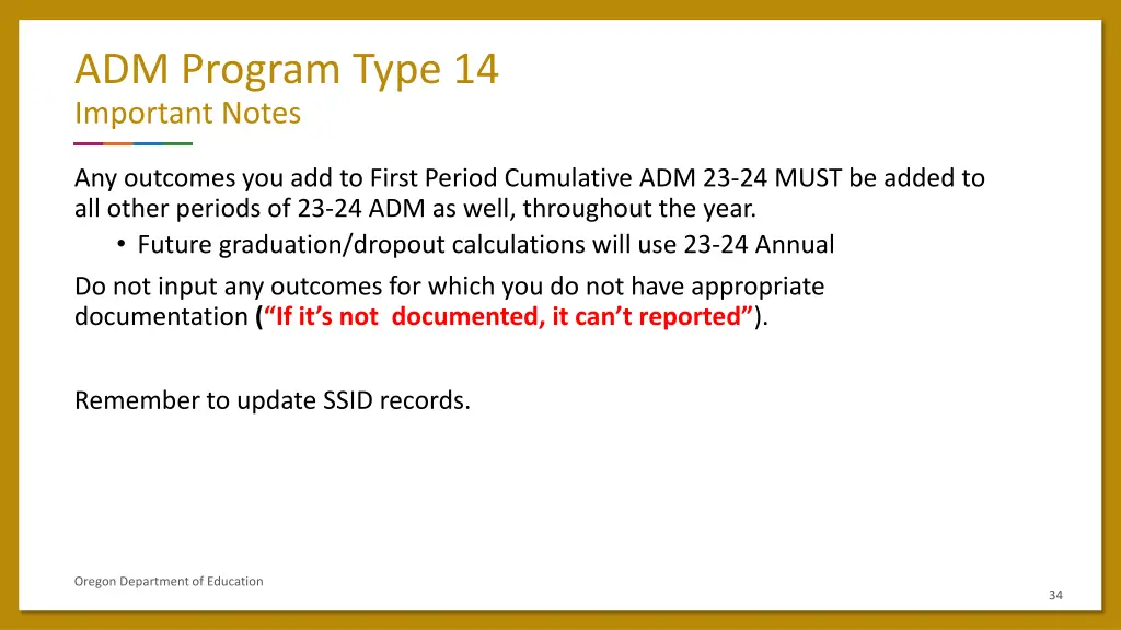 adm program type 14 important notes
