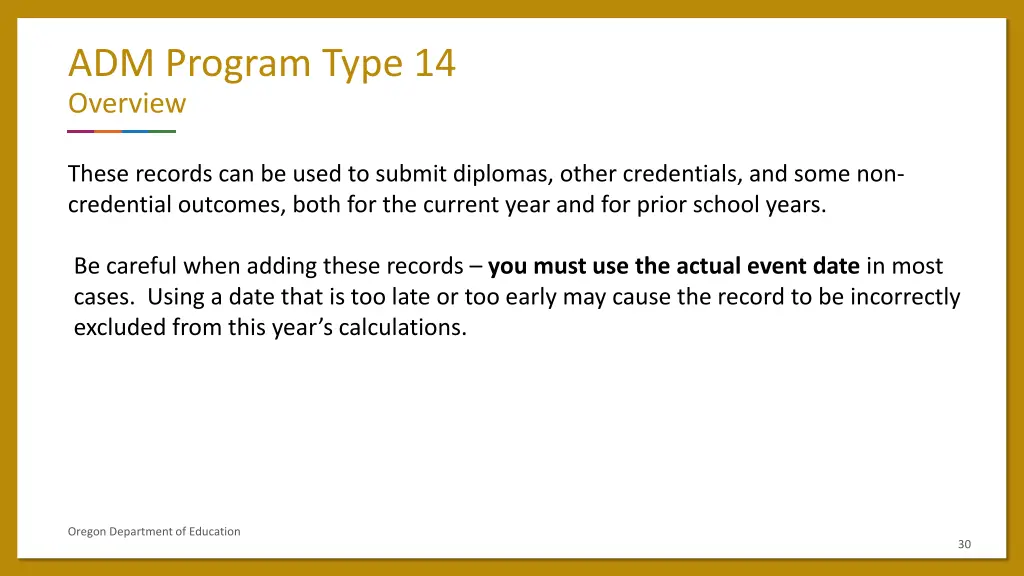 adm program type 14 overview