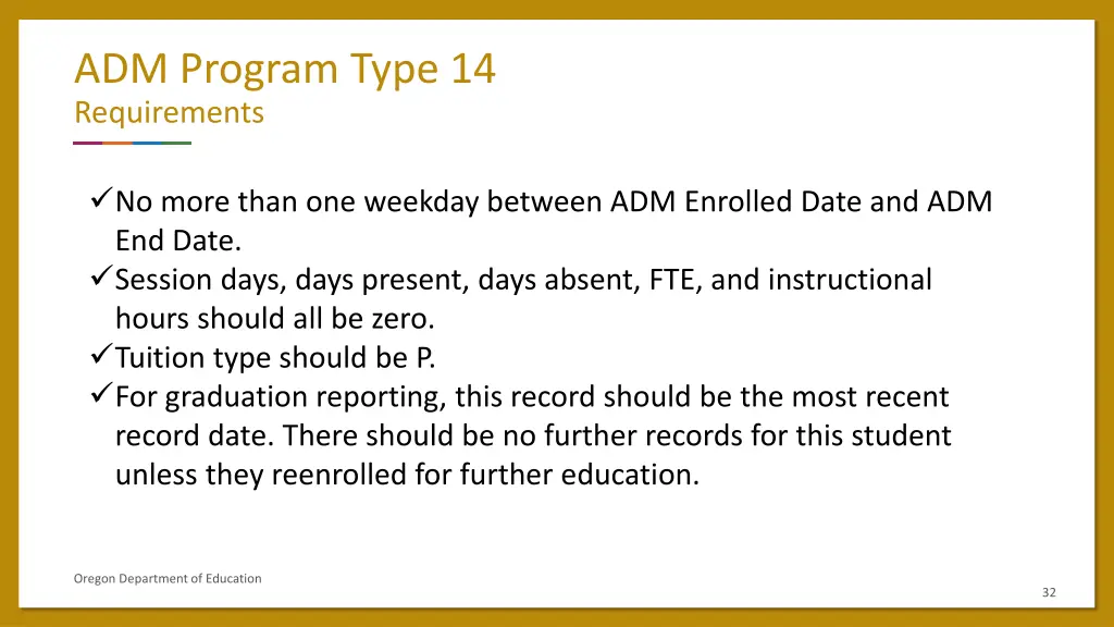 adm program type 14 requirements