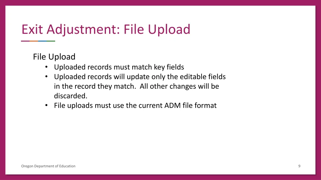exit adjustment file upload