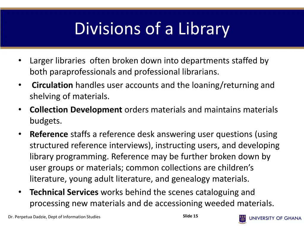 divisions of a library