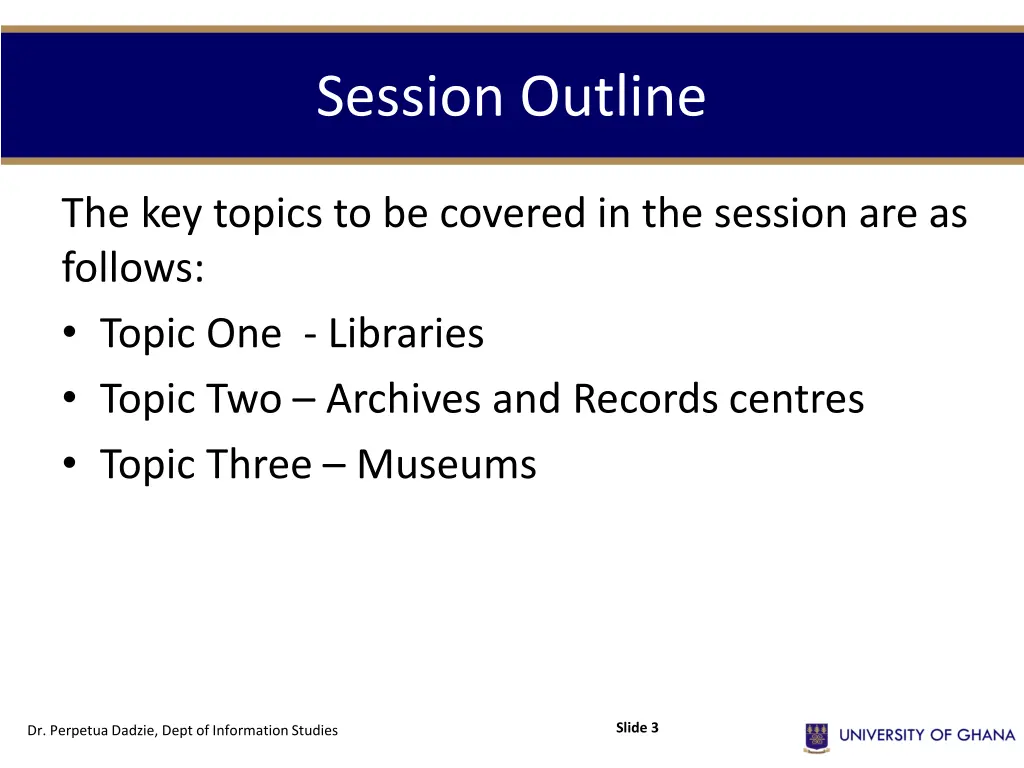 session outline