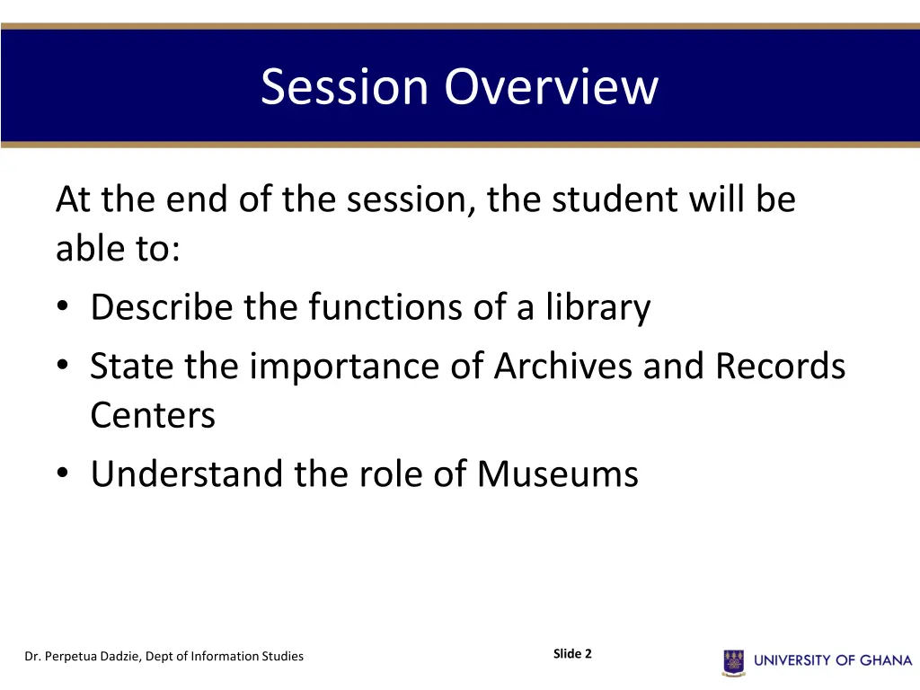 session overview