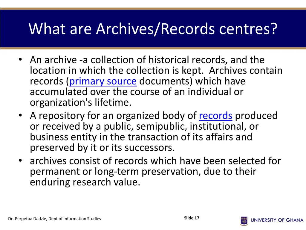 what are archives records centres