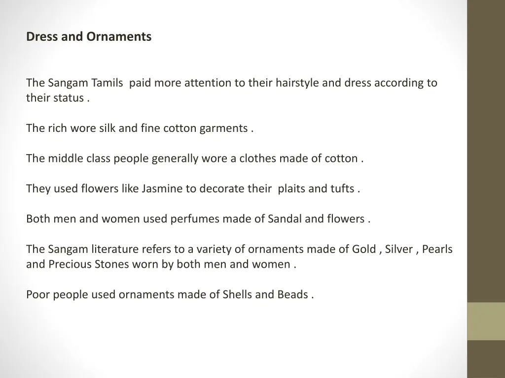 dress and ornaments