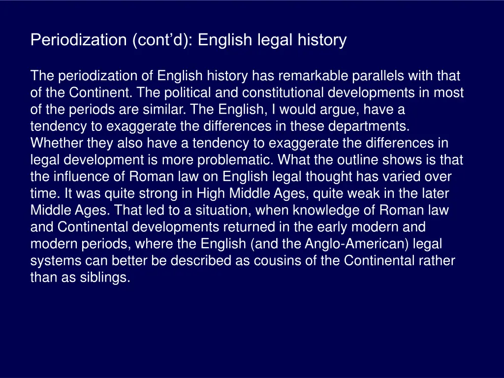 periodization cont d english legal history 1