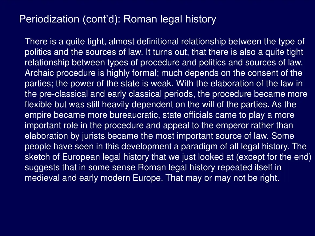 periodization cont d roman legal history 1