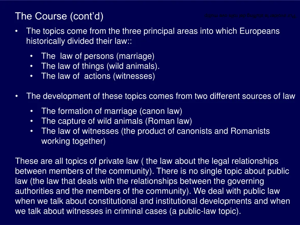 the course cont d