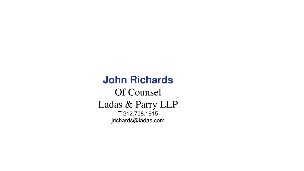 john richards of counsel ladas parry