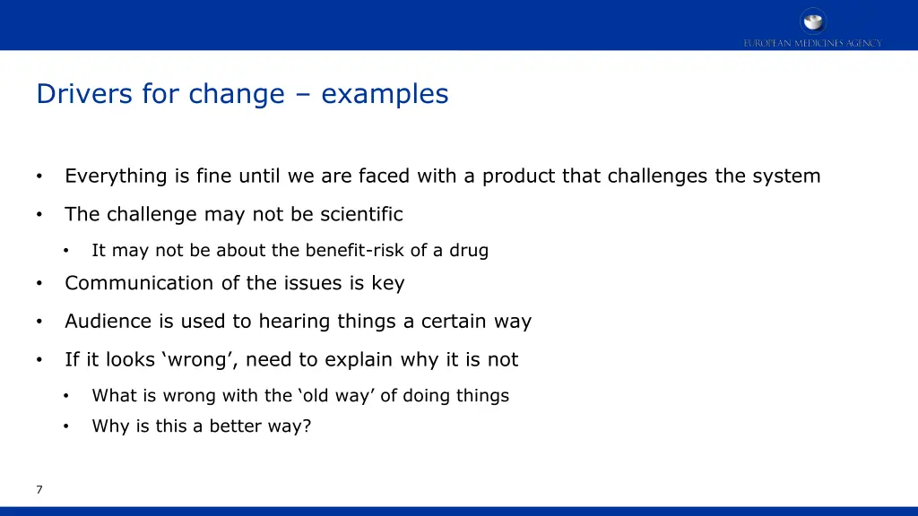 drivers for change examples