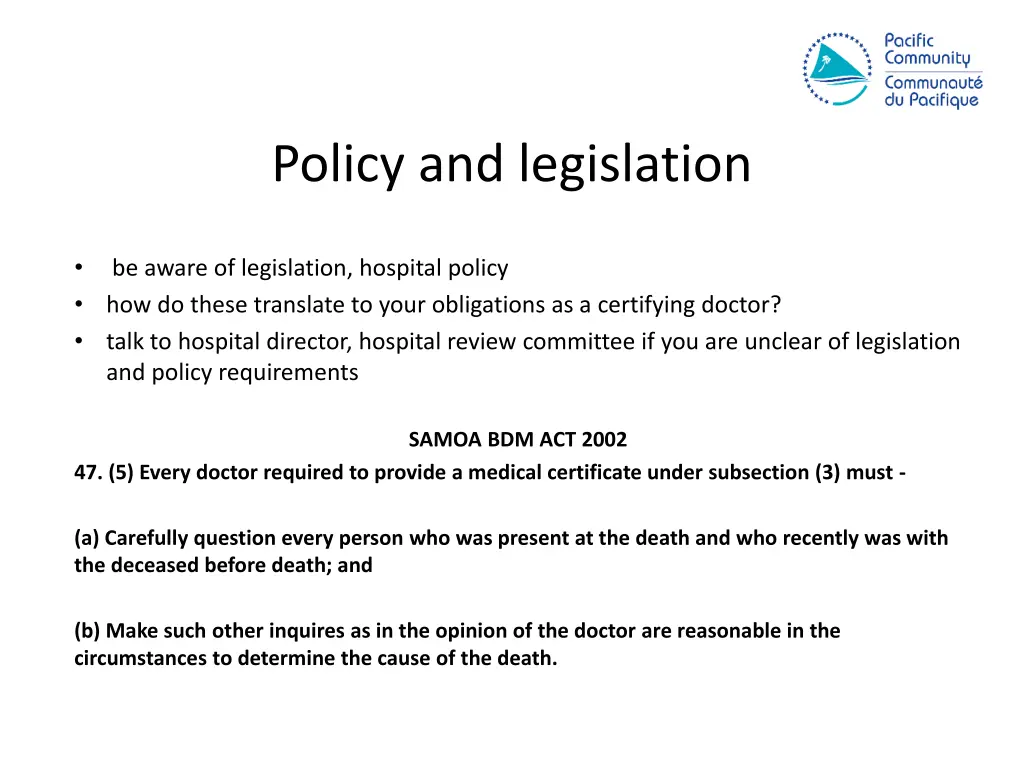policy and legislation