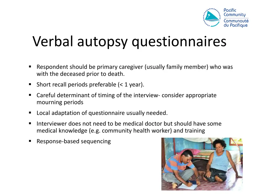 verbal autopsy questionnaires