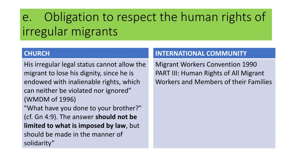 e obligation to respect the human rights