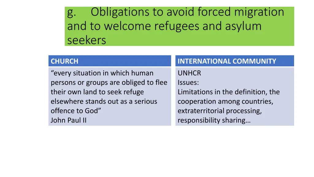 g obligations to avoid forced migration