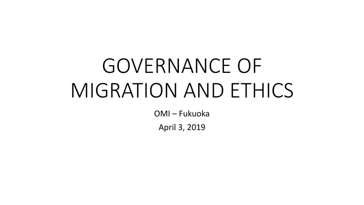 governance of migration and ethics