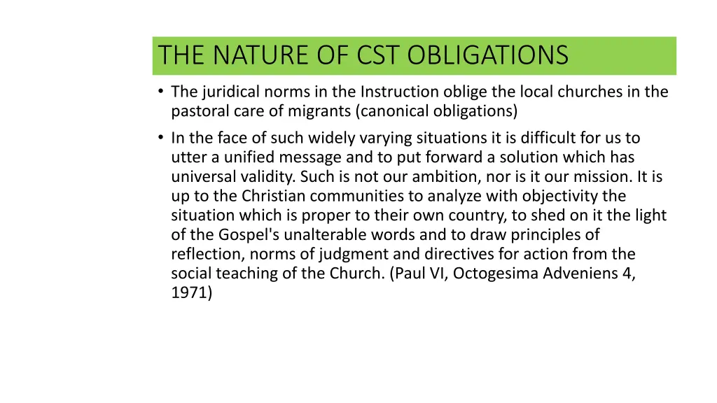 the nature of cst obligations