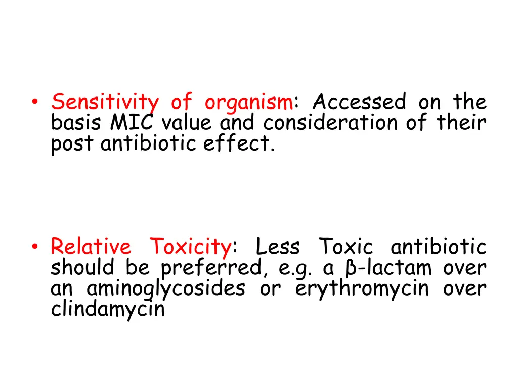 sensitivity of organism accessed on the basis