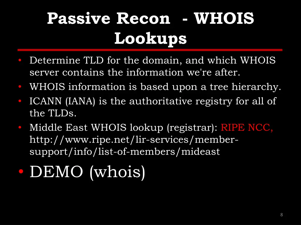 passive recon whois lookups