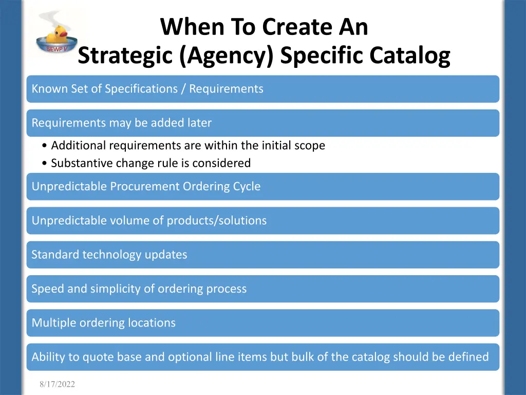 when to create an strategic agency specific