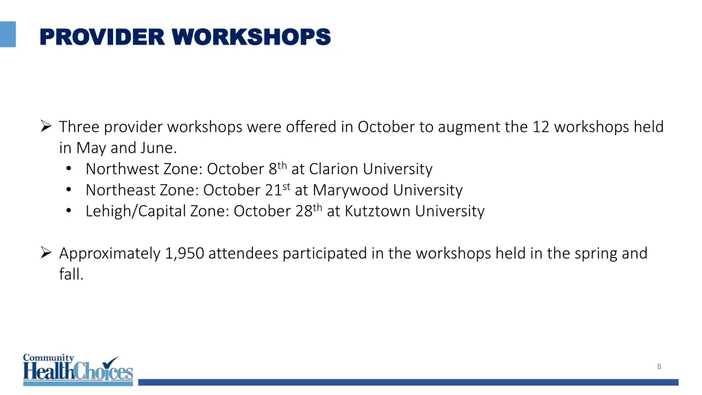 provider workshops provider workshops