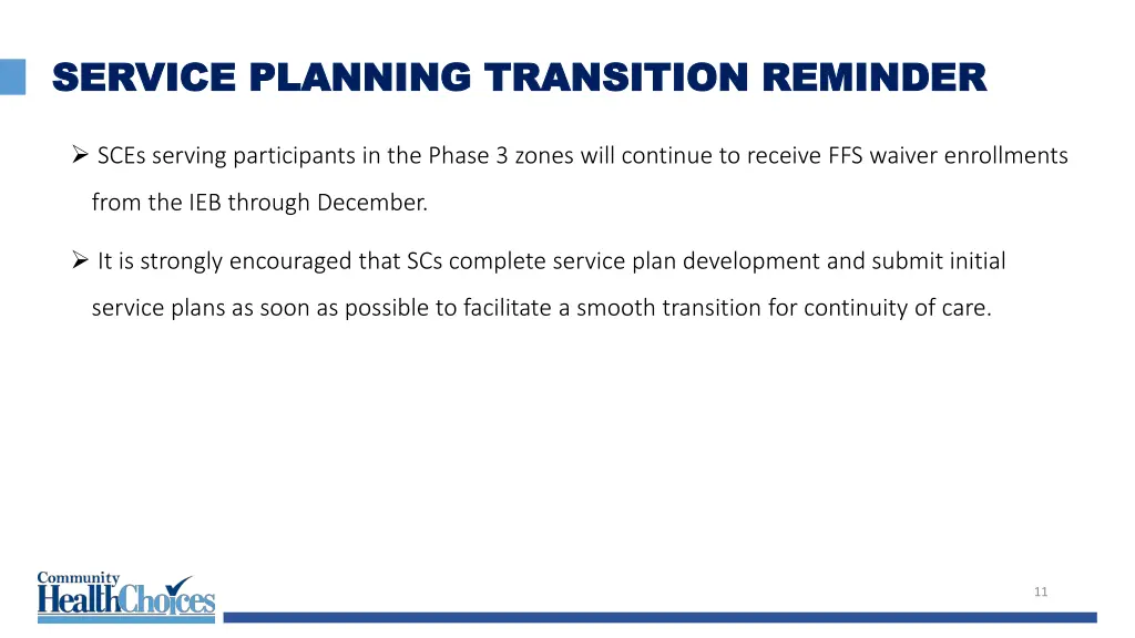 service planning transition reminder service