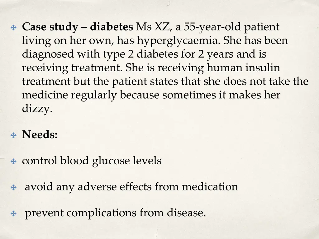 case study diabetes ms xz a 55 year old patient