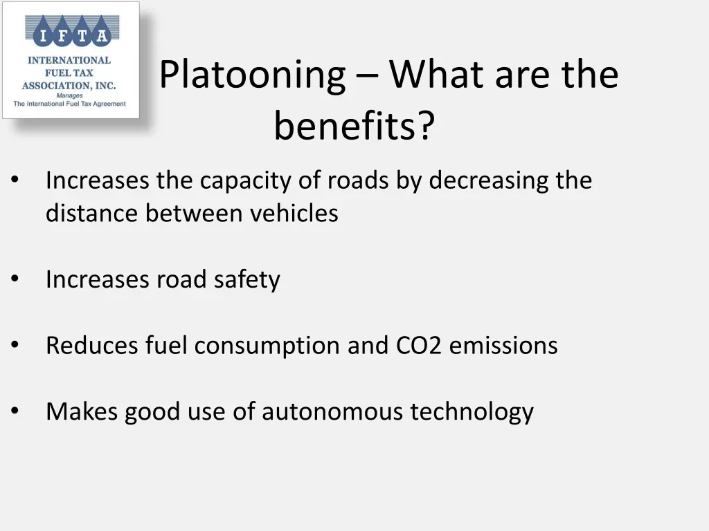 platooning what are the benefits