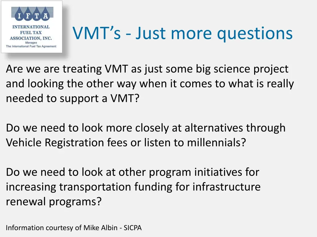 vmt s just more questions